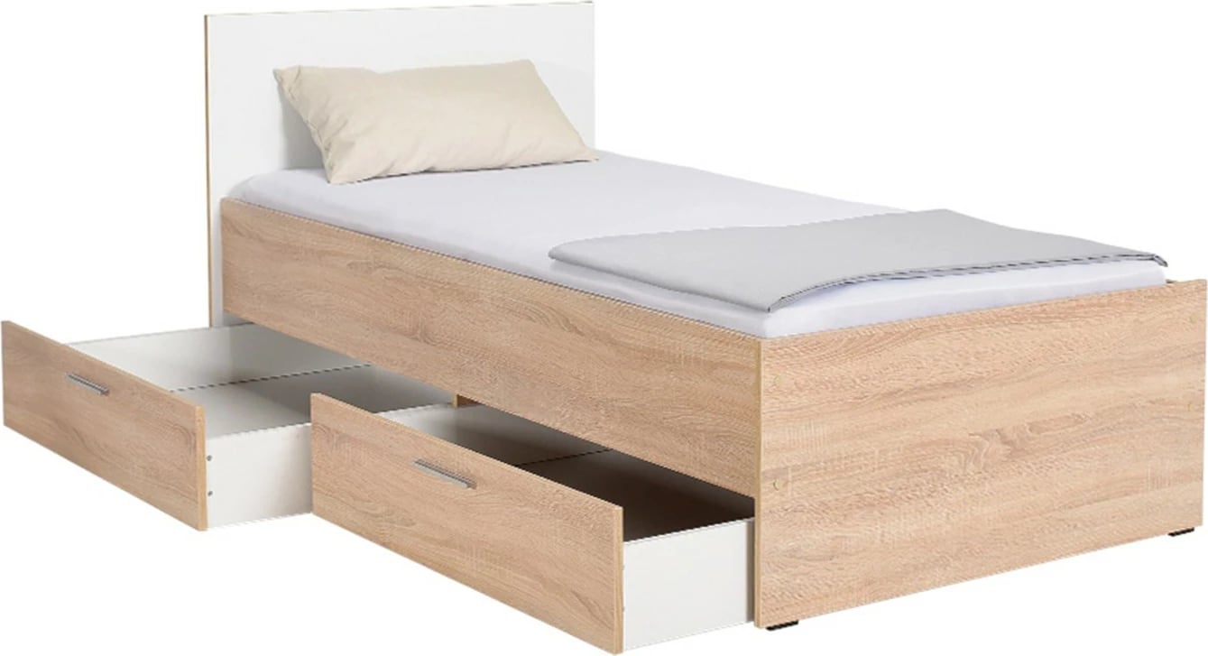 Krevat teke me sirtarë, ngjyrë sonomo dhe e bardhë, Hanah Home, Kry-792-Sd-2