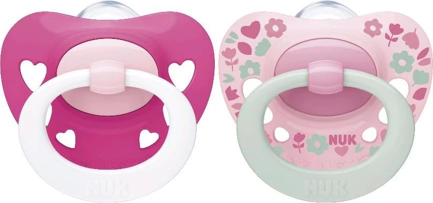 Cicë qetësuese bebe, NUK Signature, 6-18 muaj, për vajza, rozë, set 2 copë