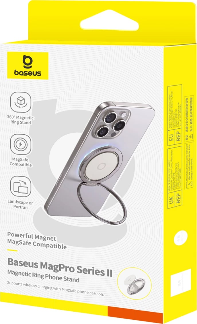 Mbështjellës magnetik Baseus MagPro II me qëndrus, për MagSafe, Titanium