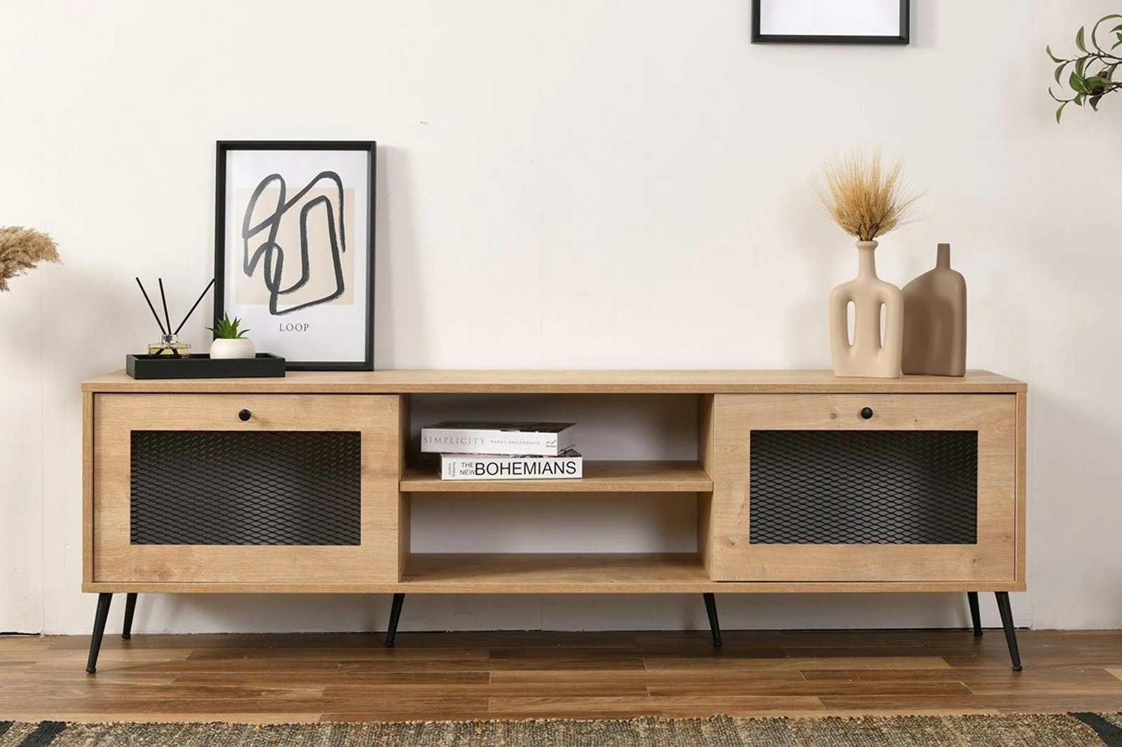 Komodë për TV Hanah Home, Wire 180, ngjyrë lisi