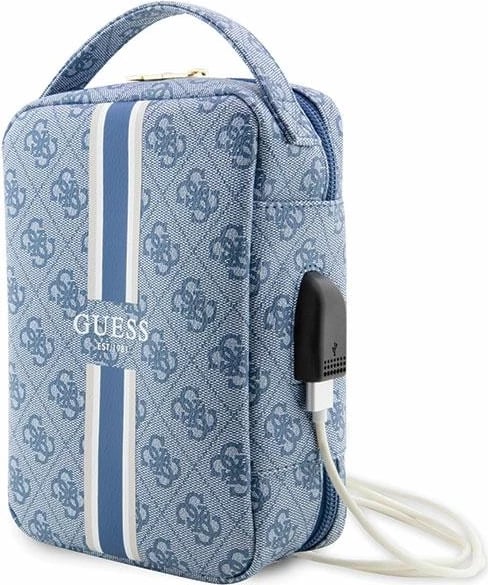 Çantë organizer Guess 4G Printed Stripes, poliester/nylon, kaltër