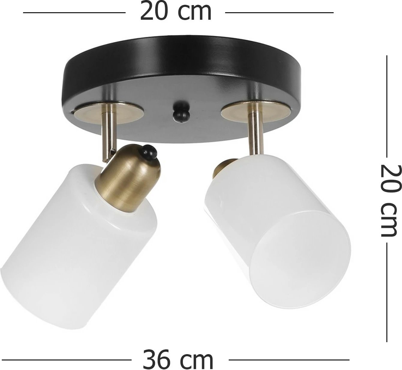 Llambë tavani Opviq, Nomi 2, trup metalik, gotë, ngjyrë e zezë dhe e bardhë