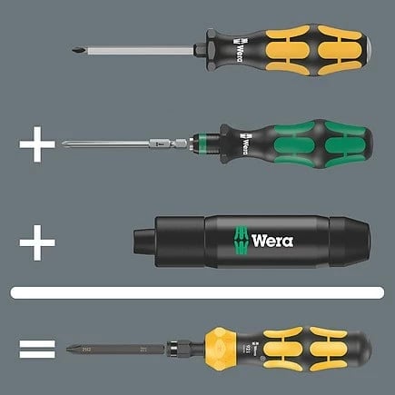 Set kaçavidash manuale WERA 05018110001 me dorëzë plastike, me kuti, e zezë