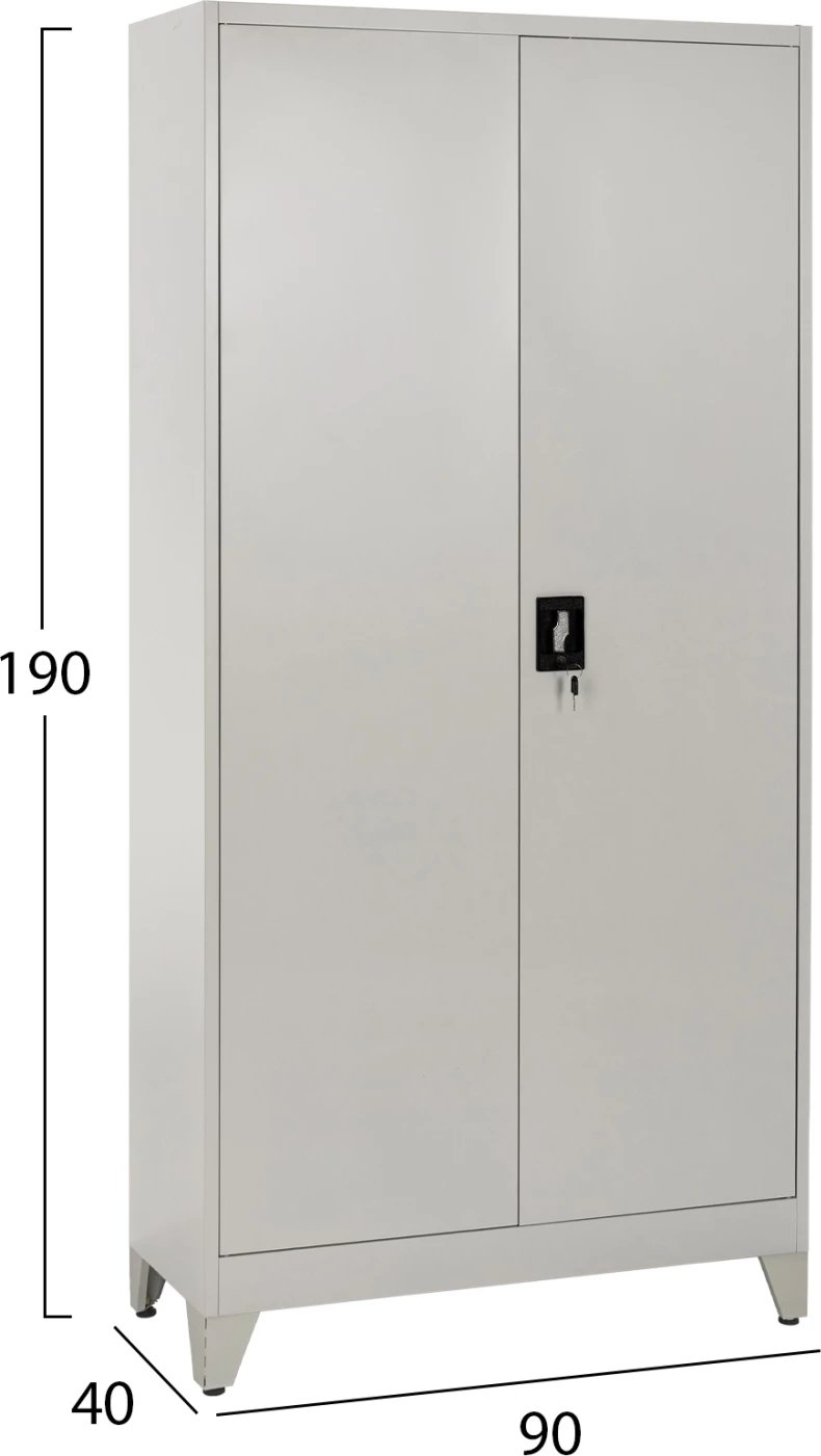 Dollap metalik me këmbë CLOD FH11981 2-dyer me ndarje, ngjyrë gri e lehtë, 90x40x190H cm