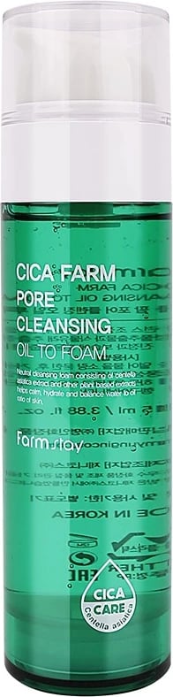 Vaj pastrues fytyre në shkumë FarmStay Cica Farm Pore Cleansing Oil to Foam për femra, 115ml