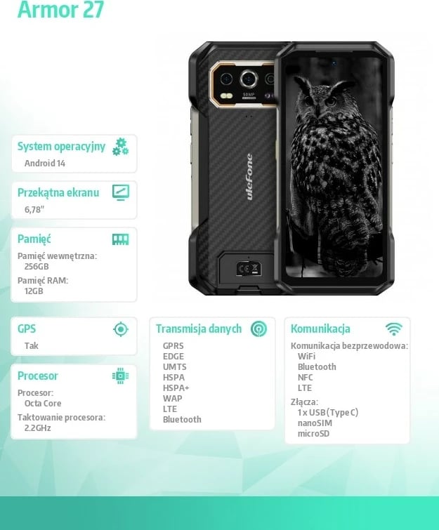 Celular Ulefone Armor 27, 12/256GB, i zi Celular Ulefone Armor 27, 12/256GB, i zi