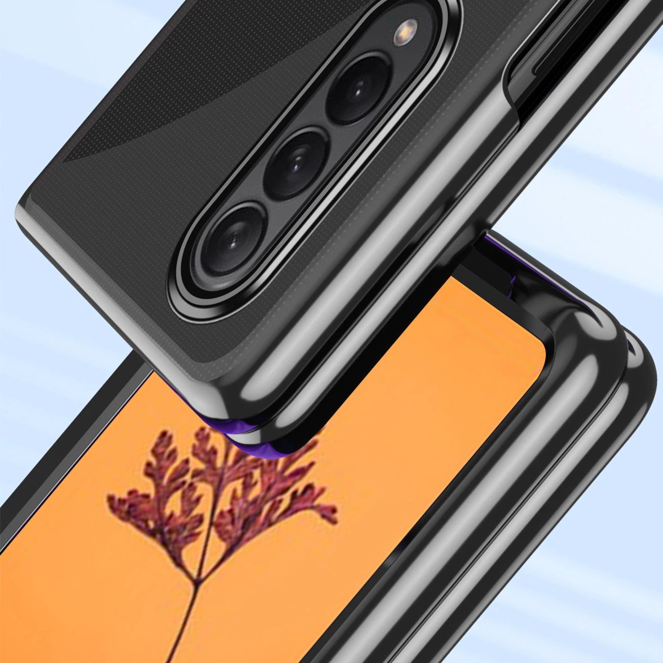 Mbështjellës Hurtel Plating Case për Samsung Galaxy Z Fold 4, kornizë metalike, e zezë