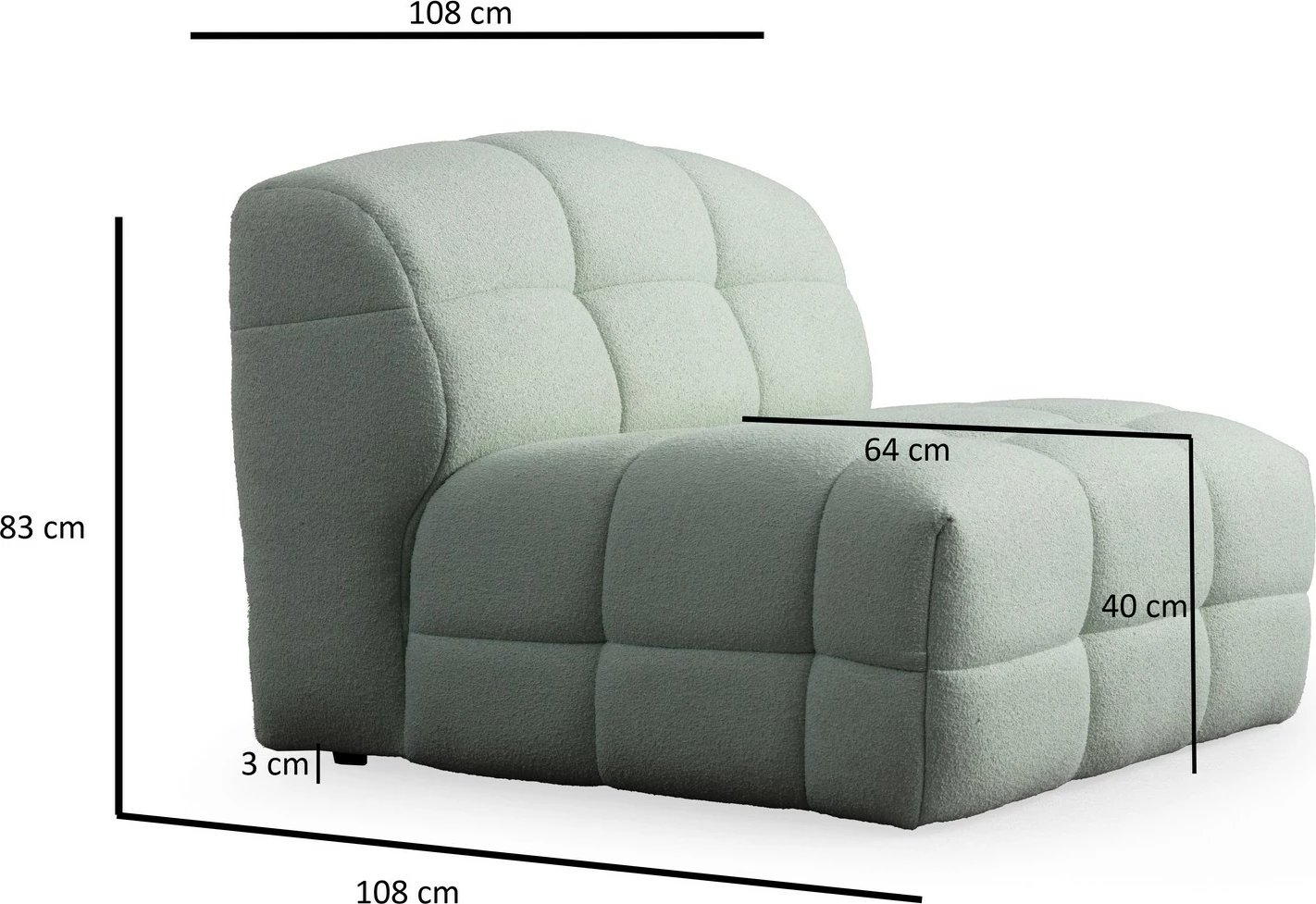 Karrige një vendëshe Atelier del Sofa, Pescara O1, ngjyrë jeshile e çelët