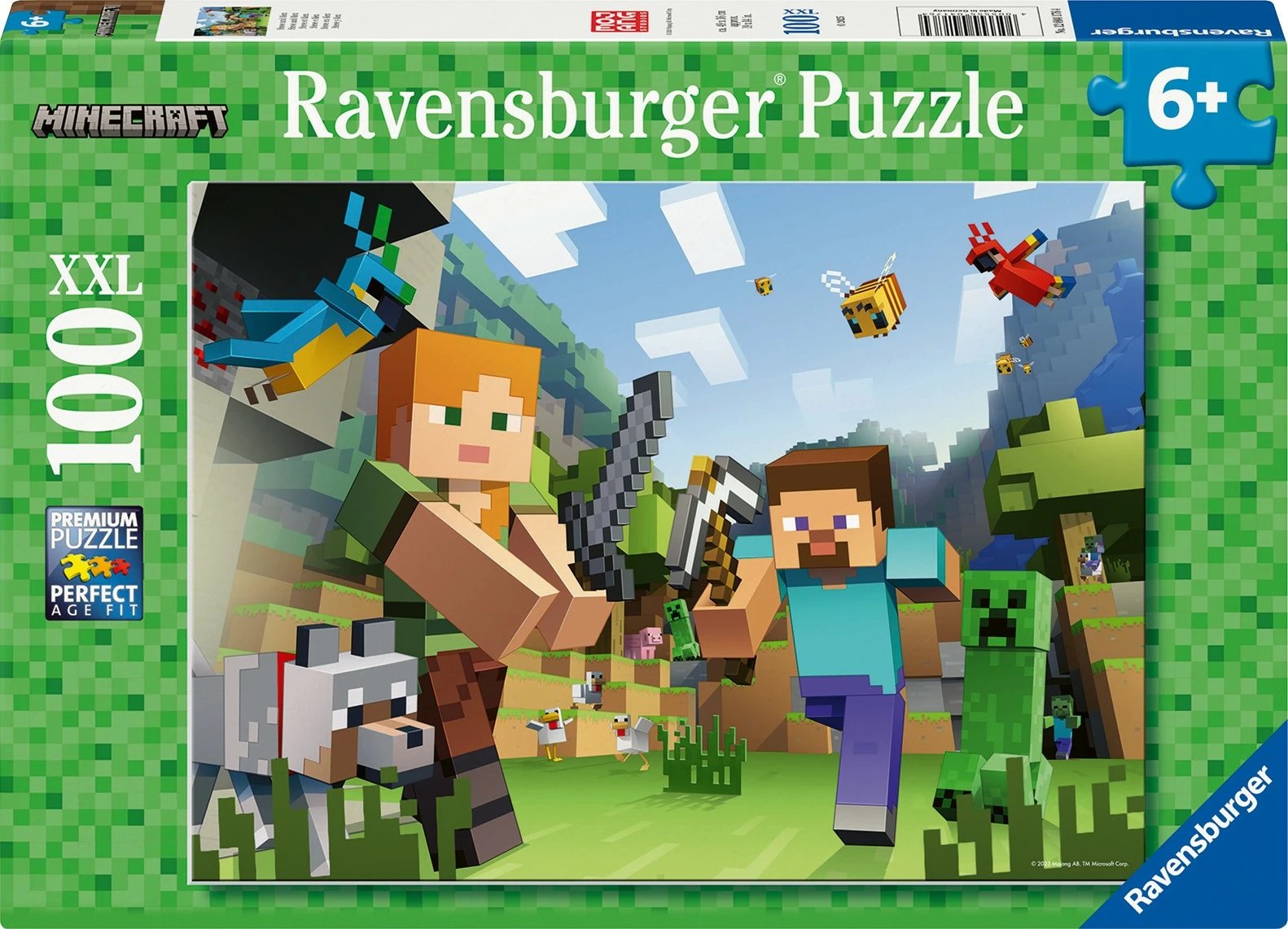 Puzzle XXL Minecraft Ravensburger 100 pjesë, për fëmijë