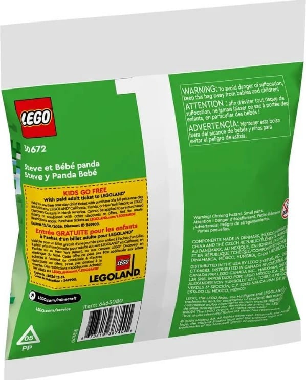 Set LEGO Minecraft 30672 Steve dhe panda e vogël, 35 pjesë