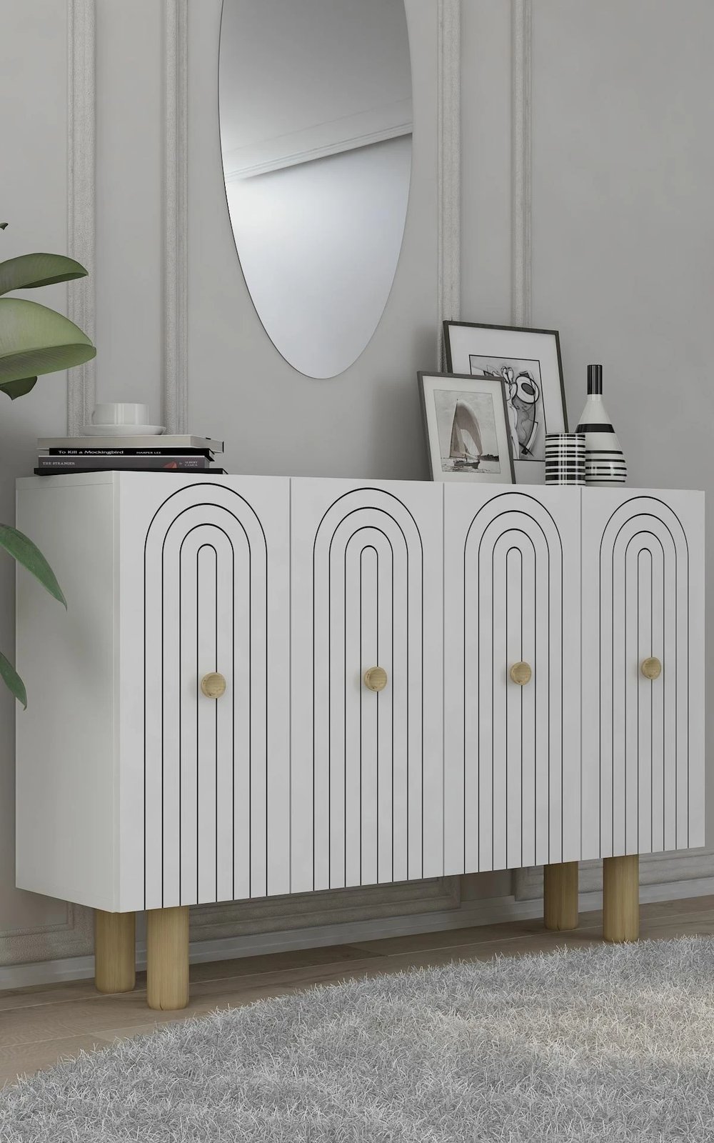 Konsolë moderne, ngjyrë e bardhë, Skye Decor Woise Bohem KM120