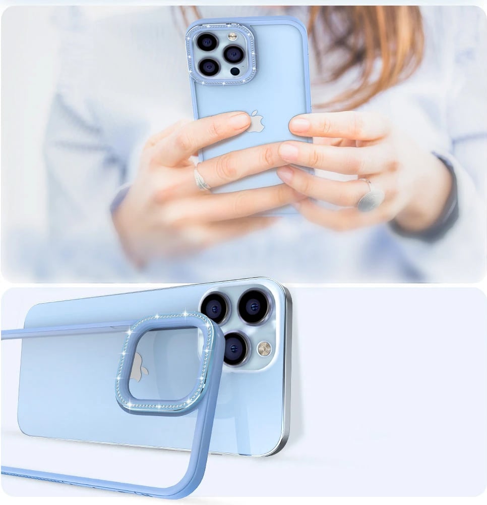 Mbështjellës Kingxbar Sparkle Series për iPhone 13 Pro Max, me kristale, Blu
