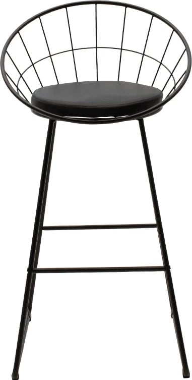 Karrige për bar Seth, metal i zi, jastëk PVC i zi