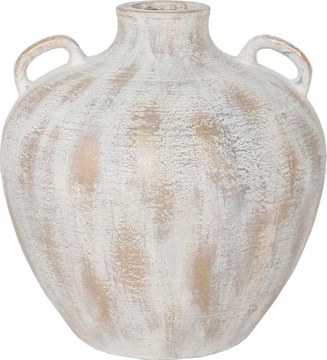 Vazo dekorative KEA, ngjyrë e bardhë me të artë, 40x40x40cm