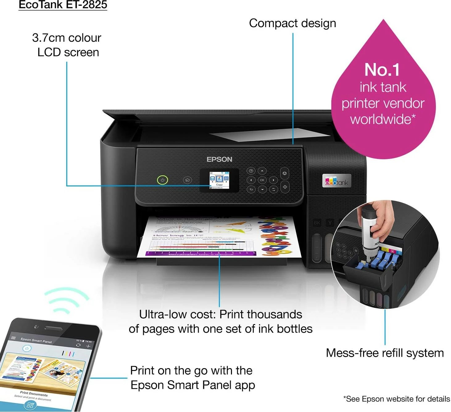 Printer Epson EcoTank ET-2825, Inkjet, 5760 x 1440 DPI, A4, Ngjyrë e zezë Printer Epson EcoTank ET-2825, Inkjet, 5760 x 1440 DPI, A4, Ngjyrë e zezë