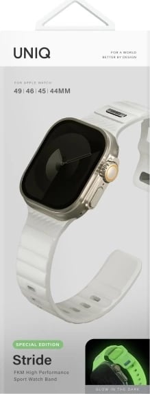Rrip sportiv për Apple Watch UNIQ Stride SE, FKM Rubber, 49/46/45/44mm, që ndriçon në errësirë