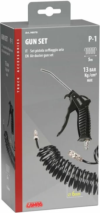 Pishtol Ajri Me Gyp Konektor Ajri Set 5m P-1 Ø6mm 10bar Kamioni