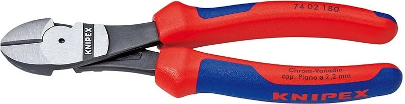Knaqe diagonale Knipex 74 02 180, krom-vanadium, 180mm, plastik, kaltër-kuqe