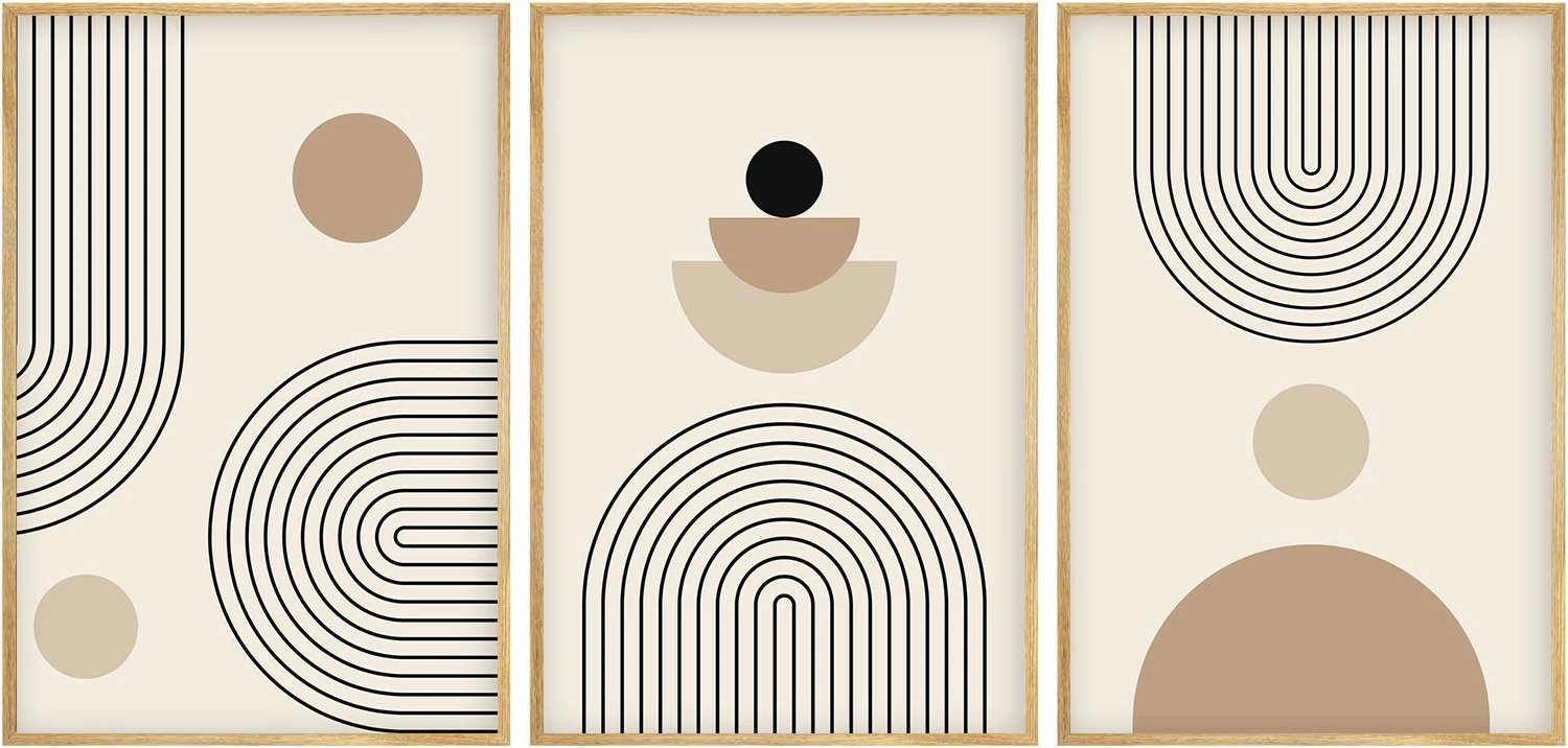 Set pikturash dekorative me kornizë, MDF, shumëngjyrëshe, 3 copë, Wallity Huhu261, 50x35cm