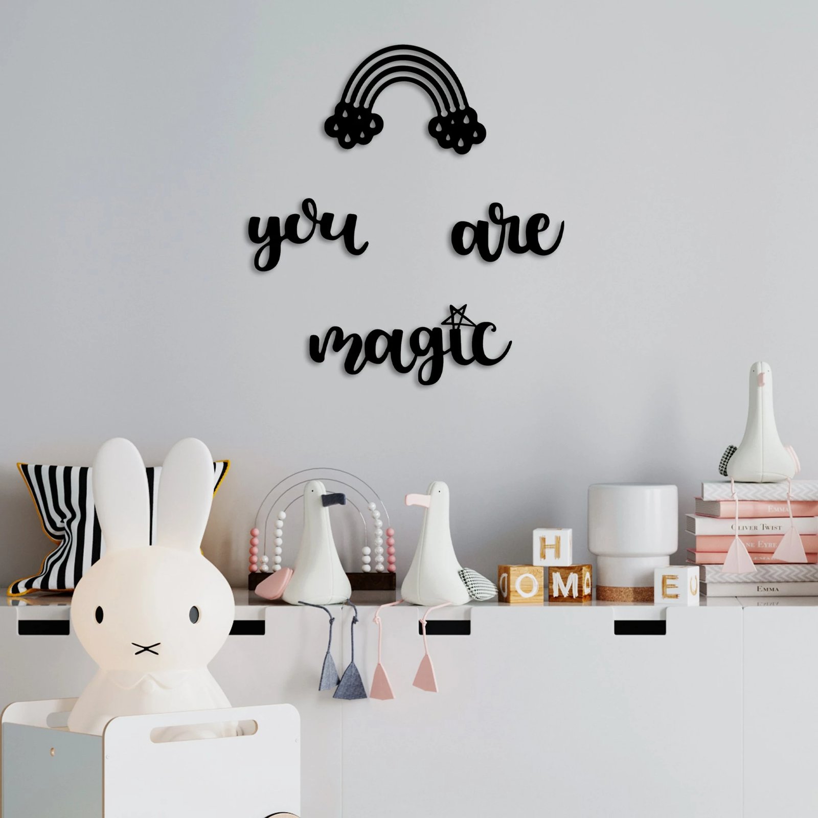 Aksesor dekorativ metalik për mur, Wallity, you are magic, set