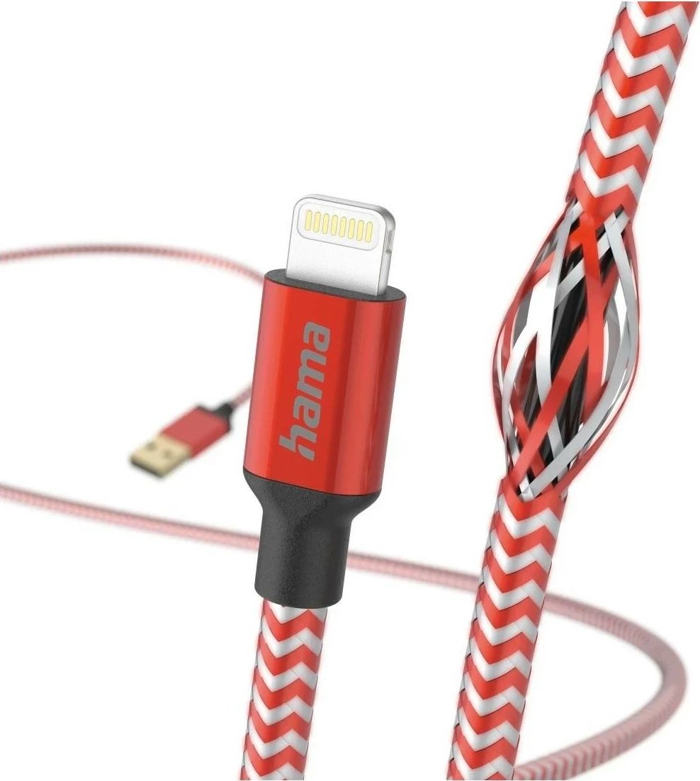 Kabëll Hama Reflected USB-A/Lightning 1.5m kuq Kabëll Hama Reflected USB-A/Lightning 1.5m kuq