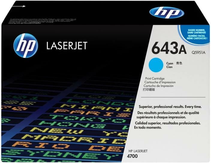 Toner HP 643A (Q5951A) origjinal, ColorSphere, rendiment rreth 9,750 faqe, cyan