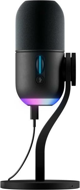 Mikrofon USB, Logitech, Yeti GX (988-000569), me kontroll të volumit dhe mute, dritë RGB, kabllo 2–7 m, e zezë