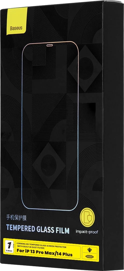 Xham i temperuar Baseus për iPhone 14 Plus / 13 Pro Max, 0.4mm, me rrjetë për altoparlant, Transparent Xham i temperuar Baseus për iPhone 14 Plus / 13 Pro Max, 0.4mm, me rrjetë për altoparlant, Transparent