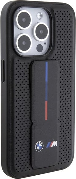 Mbështjellës BMW Grip Stand Smooth & Perforated për iPhone 15 Pro Max, i zi