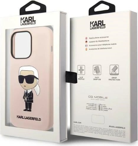 Mbështjellës Karl Lagerfeld Silicone Ikonik për iPhone 14 Pro 6.1", Rozë