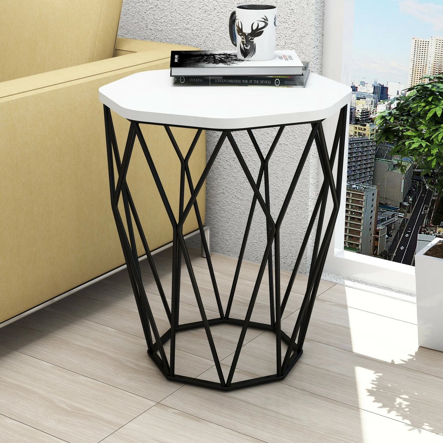 Tavolinë anësore Sofya, Skye Decor, e bardhë