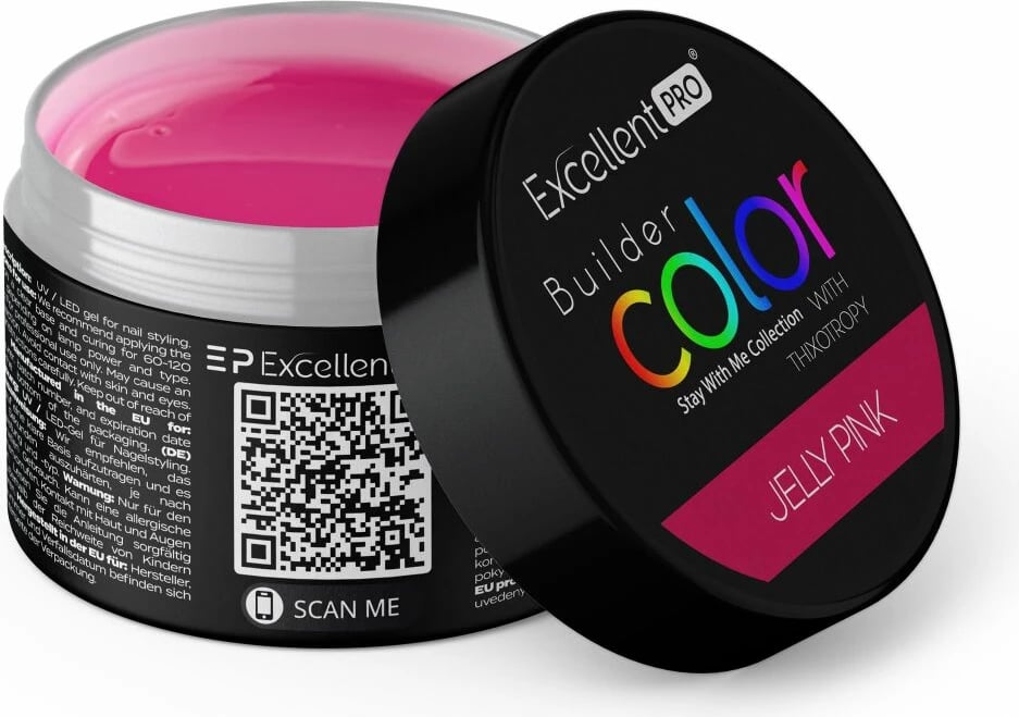 Xhel ndërtues për thonj Excellent PRO VITRAGE COLLECTION Jelly Pink për femra, 15g