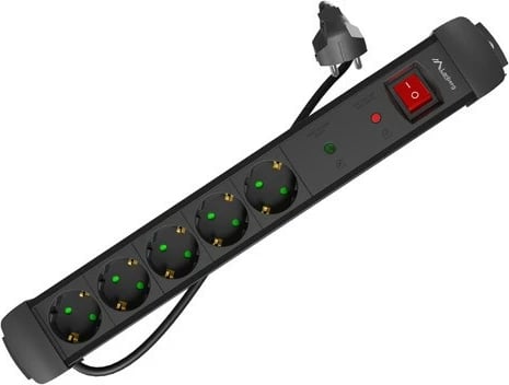 Prizë me mbrojtje Lanberg SP1-05F-0300-BK, 5 dalje, 3m, e zezë
