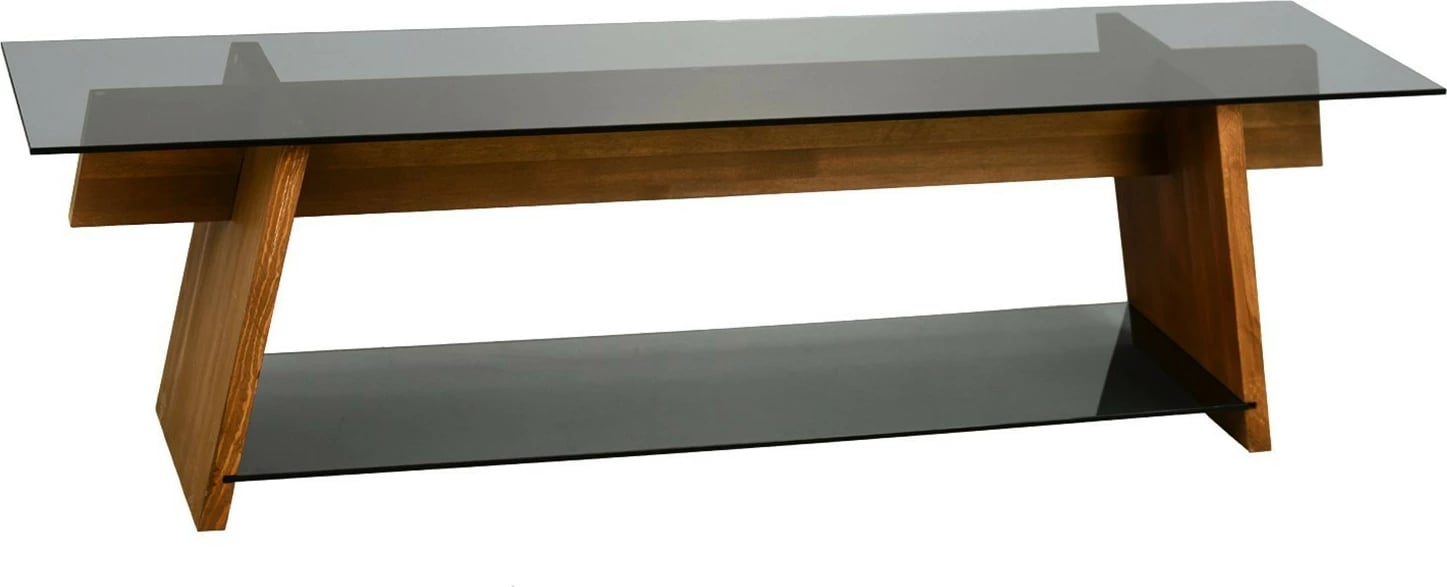 Komodë TV Hanah Home, TV201, ngjyrë arrë dhe e zezë, xham i temperuar, 158x45x40cm