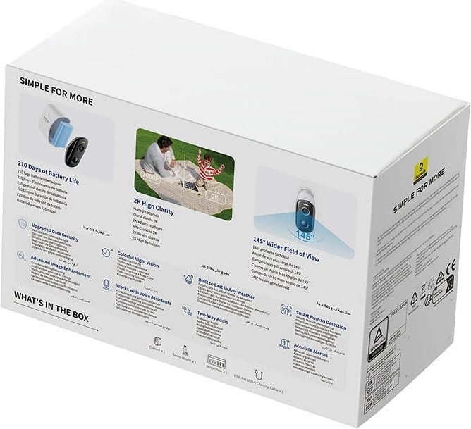 Kamerë sigurie Baseus N1, 2K, Wi-Fi, me bateri, e bardhë