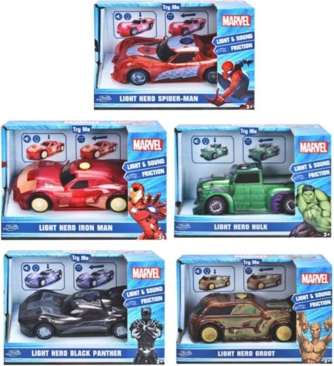 Lodër veturë Marvel JADA TOYS 1/32, me dritë dhe zë, modele të përziera, plastikë