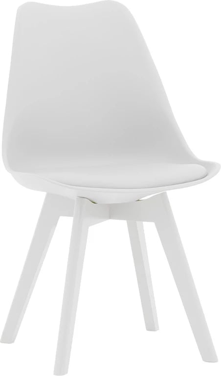 Karrige Gaston PP-PU, këmbë druri, e bardhë