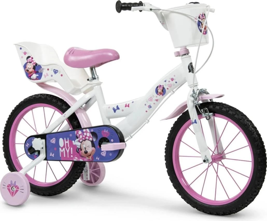 Biçikletë fëmijësh Huffy Disney Minnie, 16 inç, 4 rrota, rozë
