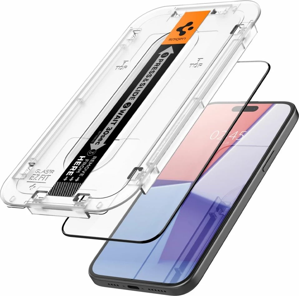 Xham i temperuar Spigen Glas.tR EZ Fit FC për iPhone 15 Plus, 2 copë, Zi
