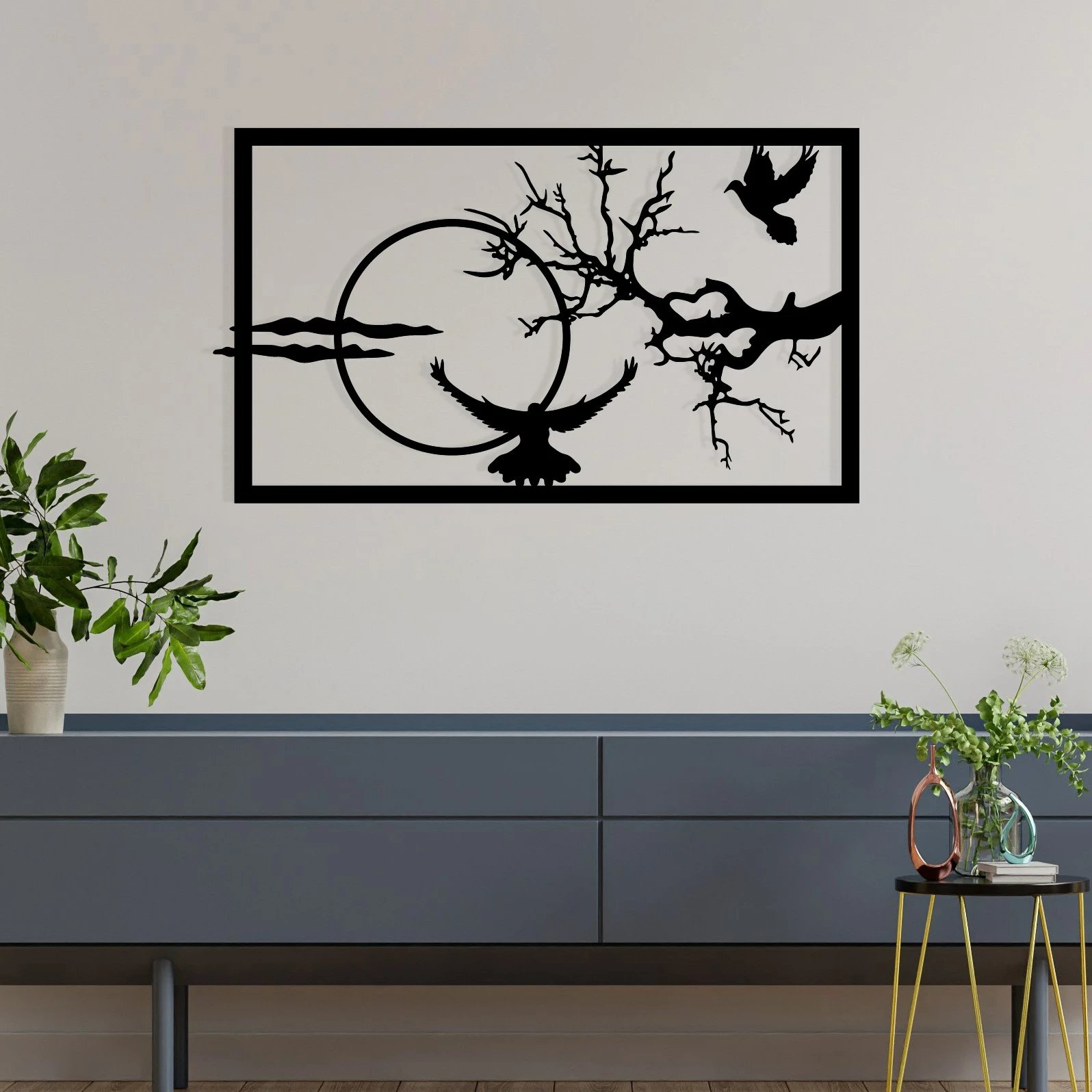 Aksesor dekorativ metalik për mur, Wallity, ngjyrë e zezë