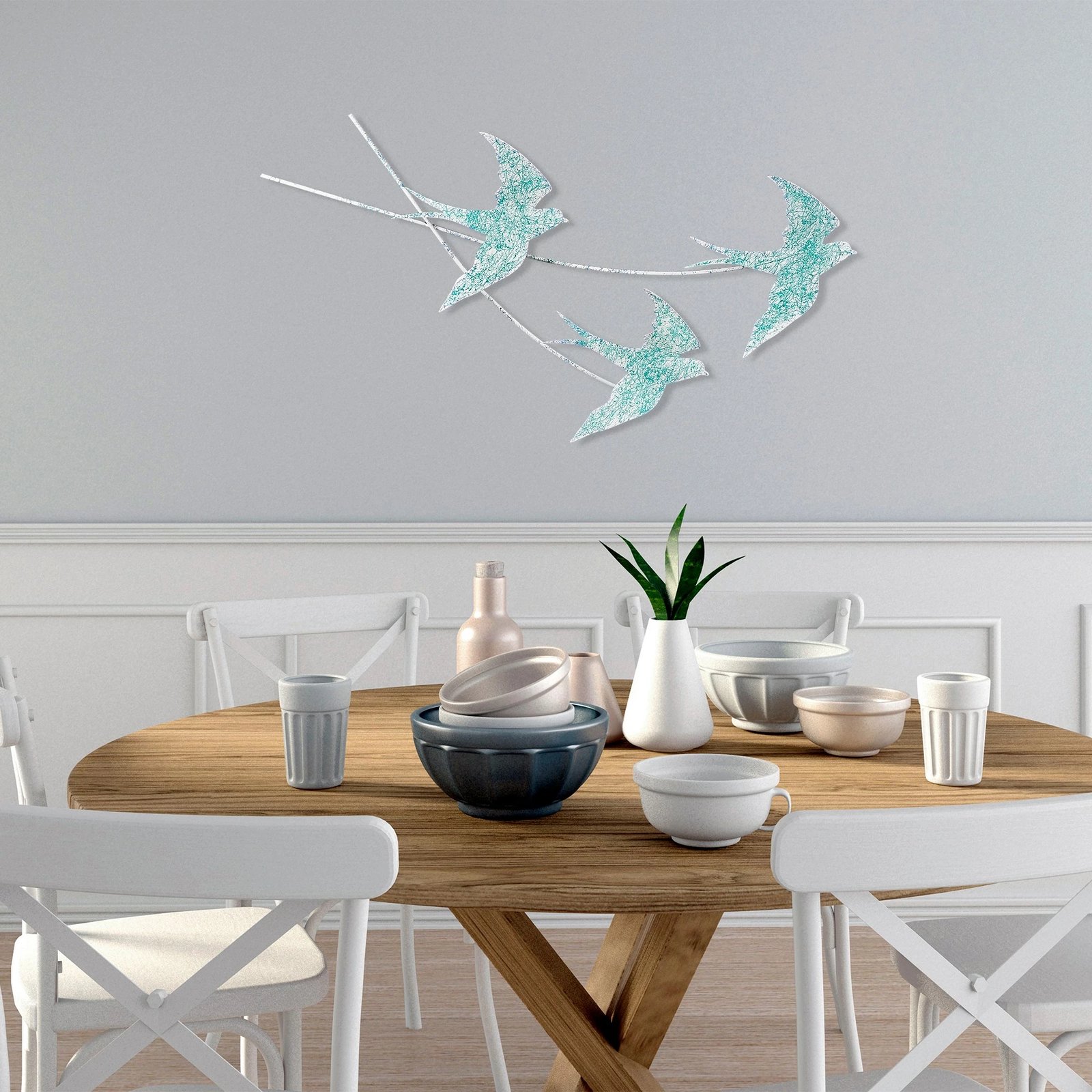 Aksesor dekorativ metalik për mur, Wallity Wallow 4, shumëngjyrësh, 42x70cm