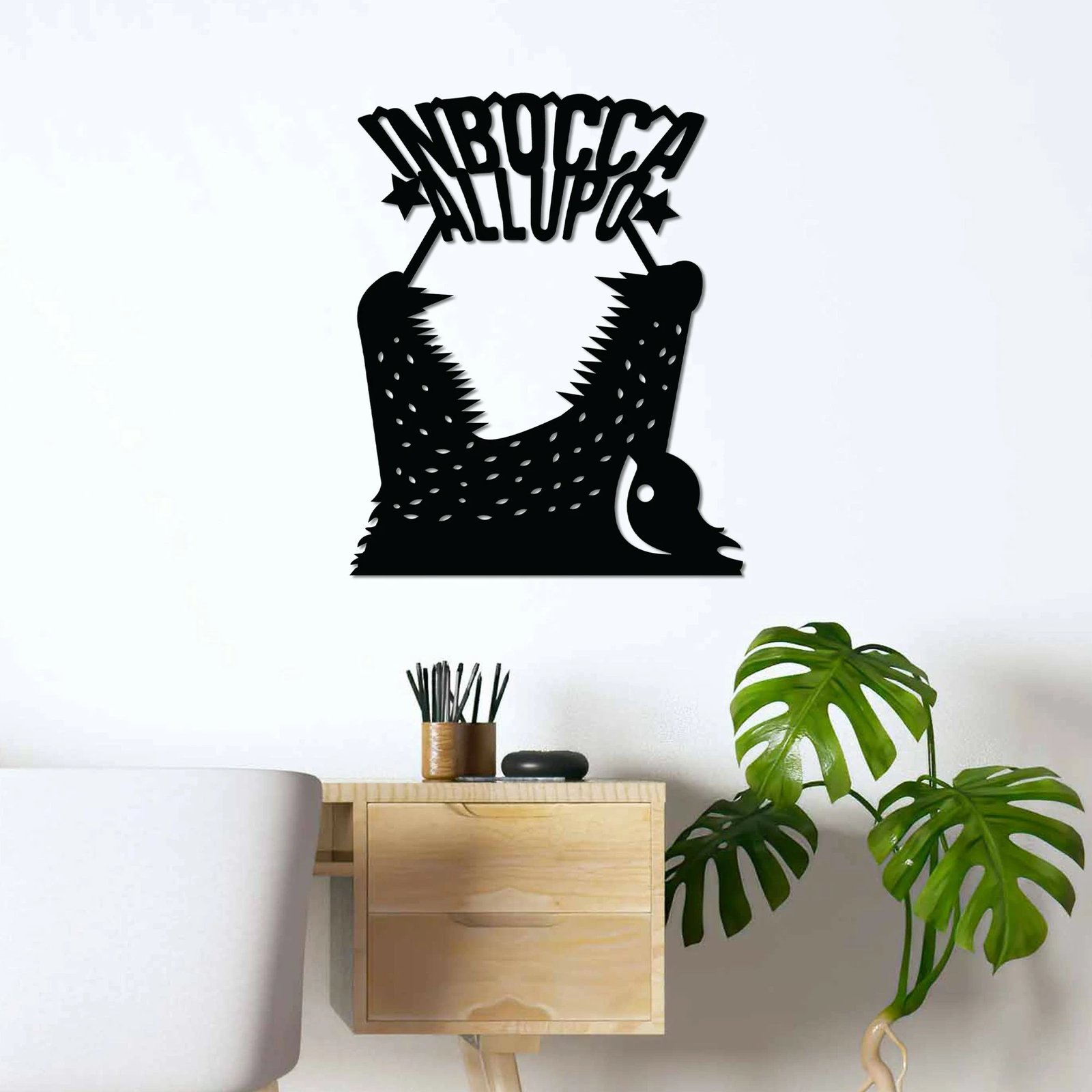 Aksesor dekorativ metalik për mur, Wallity Lupo 4, ngjyrë e zezë, 46x56cm