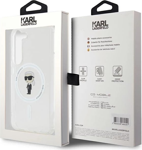 Mbështjellës Karl Lagerfeld IML Ikonik MagSafe për Samsung Galaxy S23, Transparent