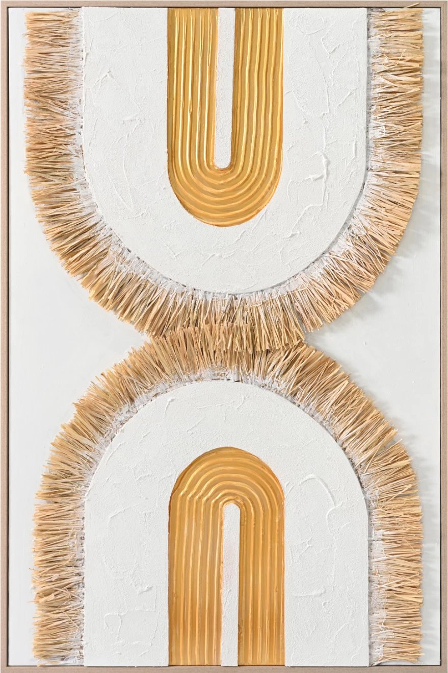 Pikturë muri 3D FH4537.01 me kornizë PS ngjyrë bezhë-kanavacë e bardhë-dorëpunuar 80x3.5x120 cm