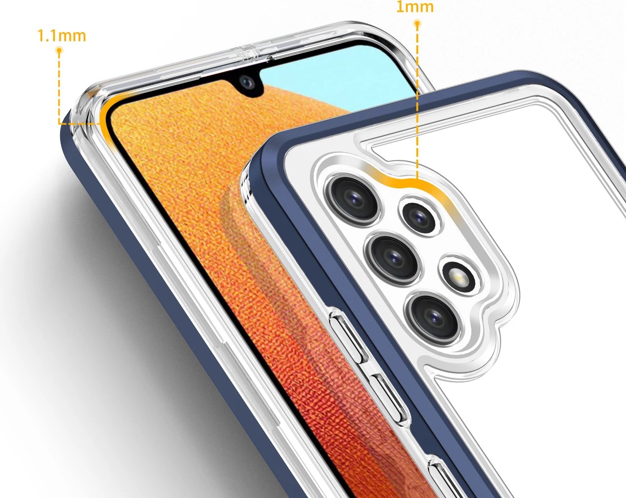 Mbështjellës Hurtel Hybrid Armor Clear 3 in 1 për Samsung Galaxy A72, Transparent/Blue
