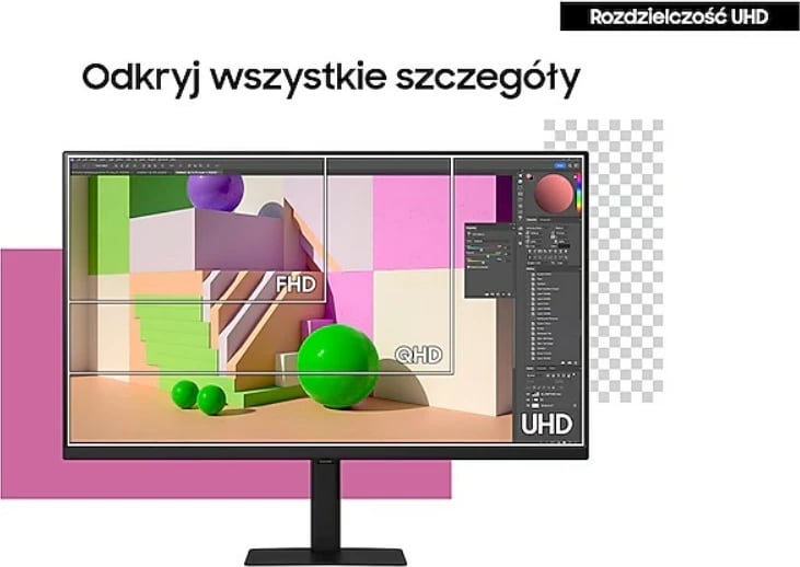 Monitor, Samsung, ViewFinity S7 LS37D700EAUXEN, 37", UHD 4K, VA, 60Hz, HDMI/DP, i zi