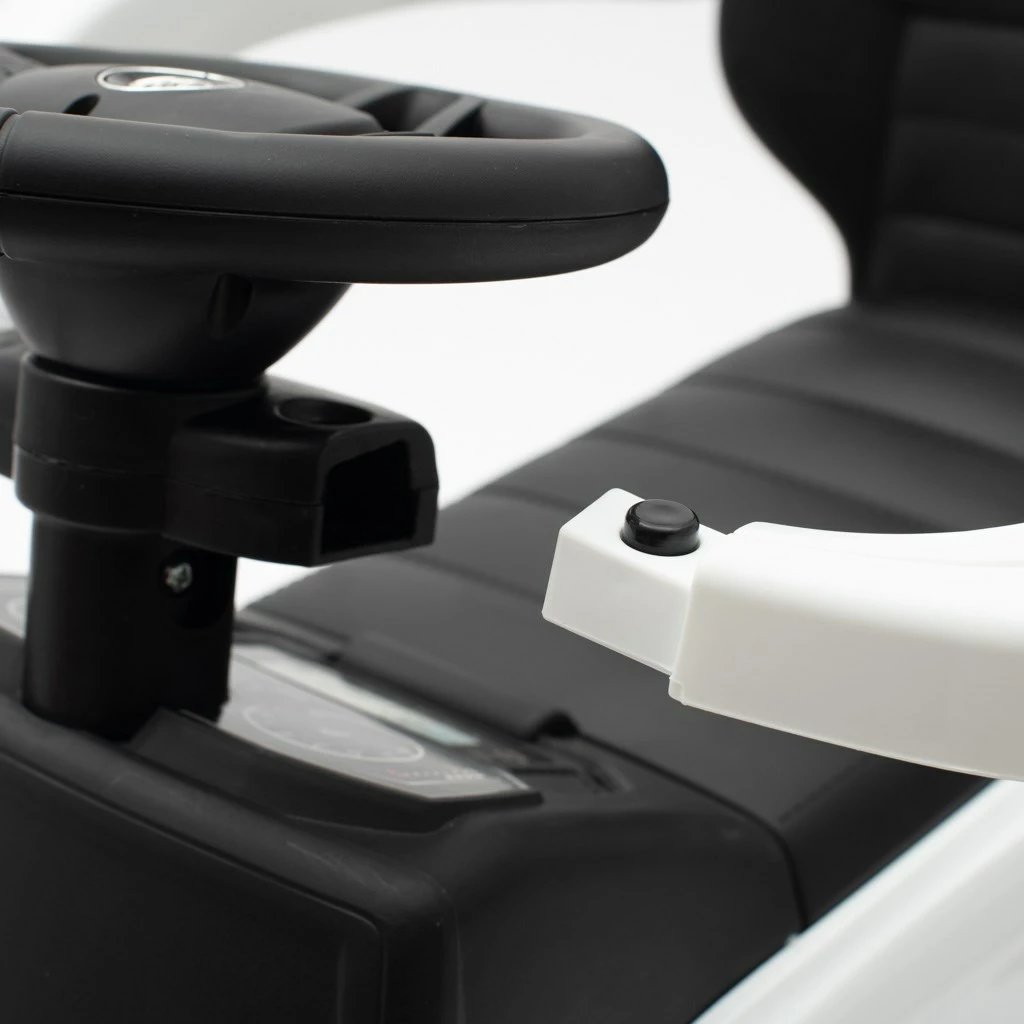 makinë shtytëse fëmijësh Baby Mix Volkswagen T-ROC me dorezë drejtuese me mbajtëse shisheje, borinë dhe melodi, sedilje me hapësirë, për 12-36 muaj, e bardhë