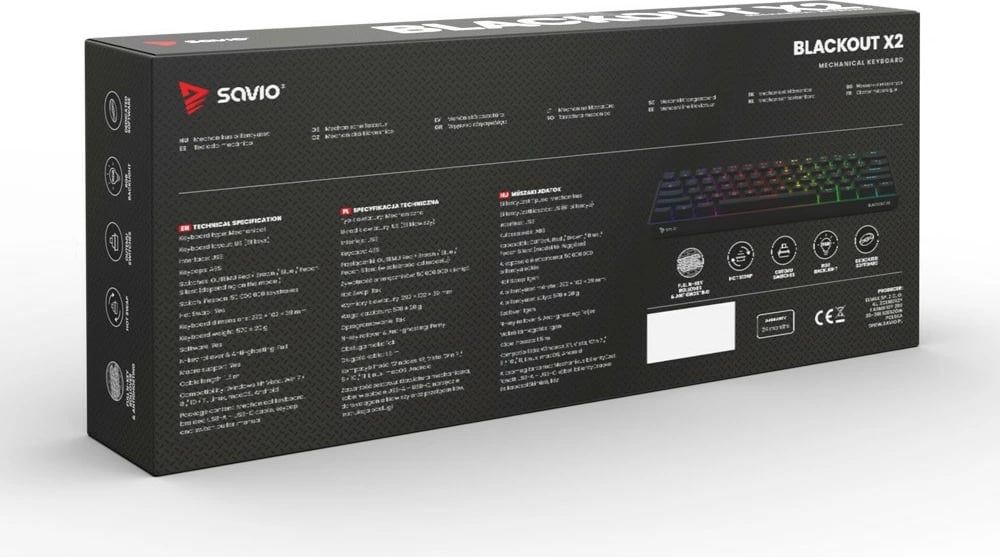 Tastierë mekanike Savio Blackout X2, OUTEMU Red, 60%, me ndriçim ARGB, e zezë