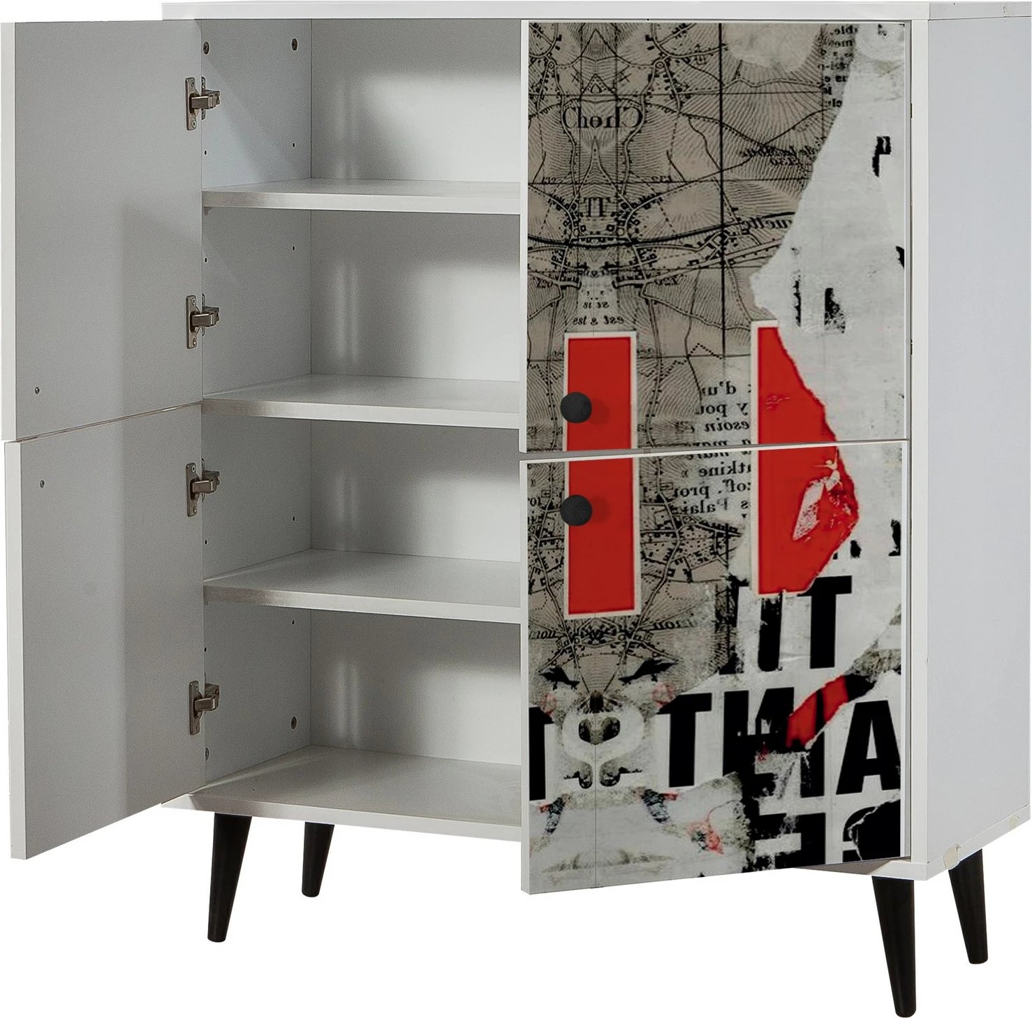 Dollap multifunksional Hanah Home, Multilüx, i bardhë, i zi, i kuq, i hirtë