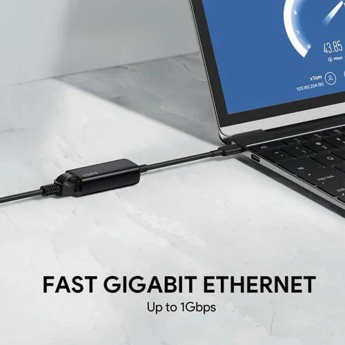 adapter rrjeti AUKEY CB-A30 USB-C në Gigabit Ethernet 1 Gb/s, USB 3.0 Type-C, LED tregues, kasë alumini